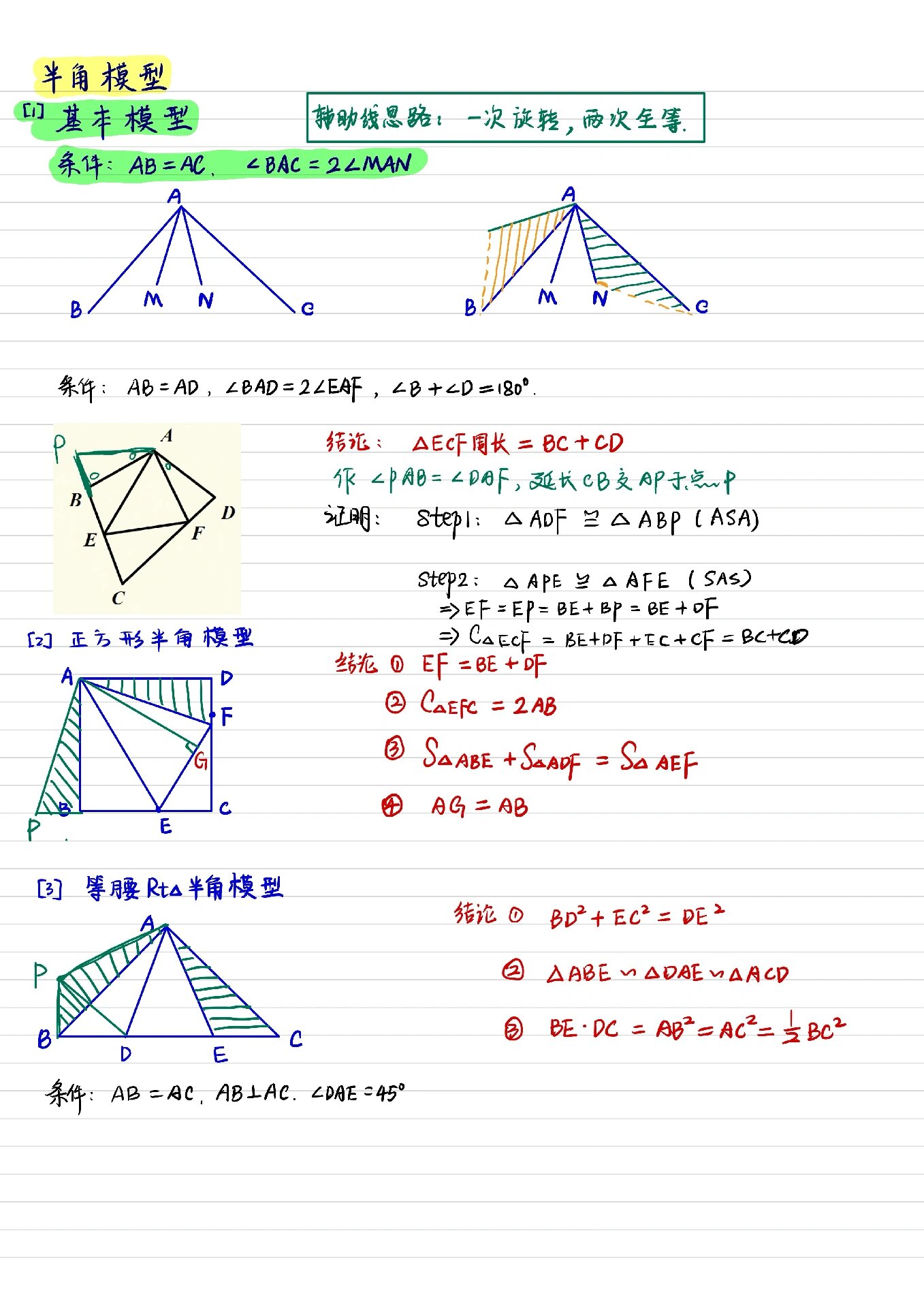 初二数学辅助线模型：八上数学必会辅助线的简单介绍