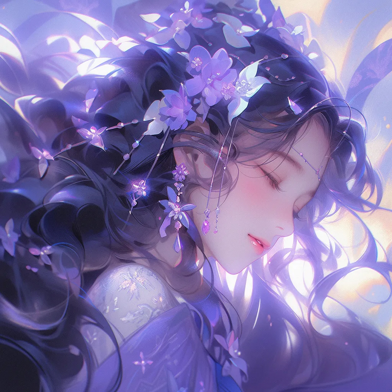 梦幻女生头像紫蓝色图片