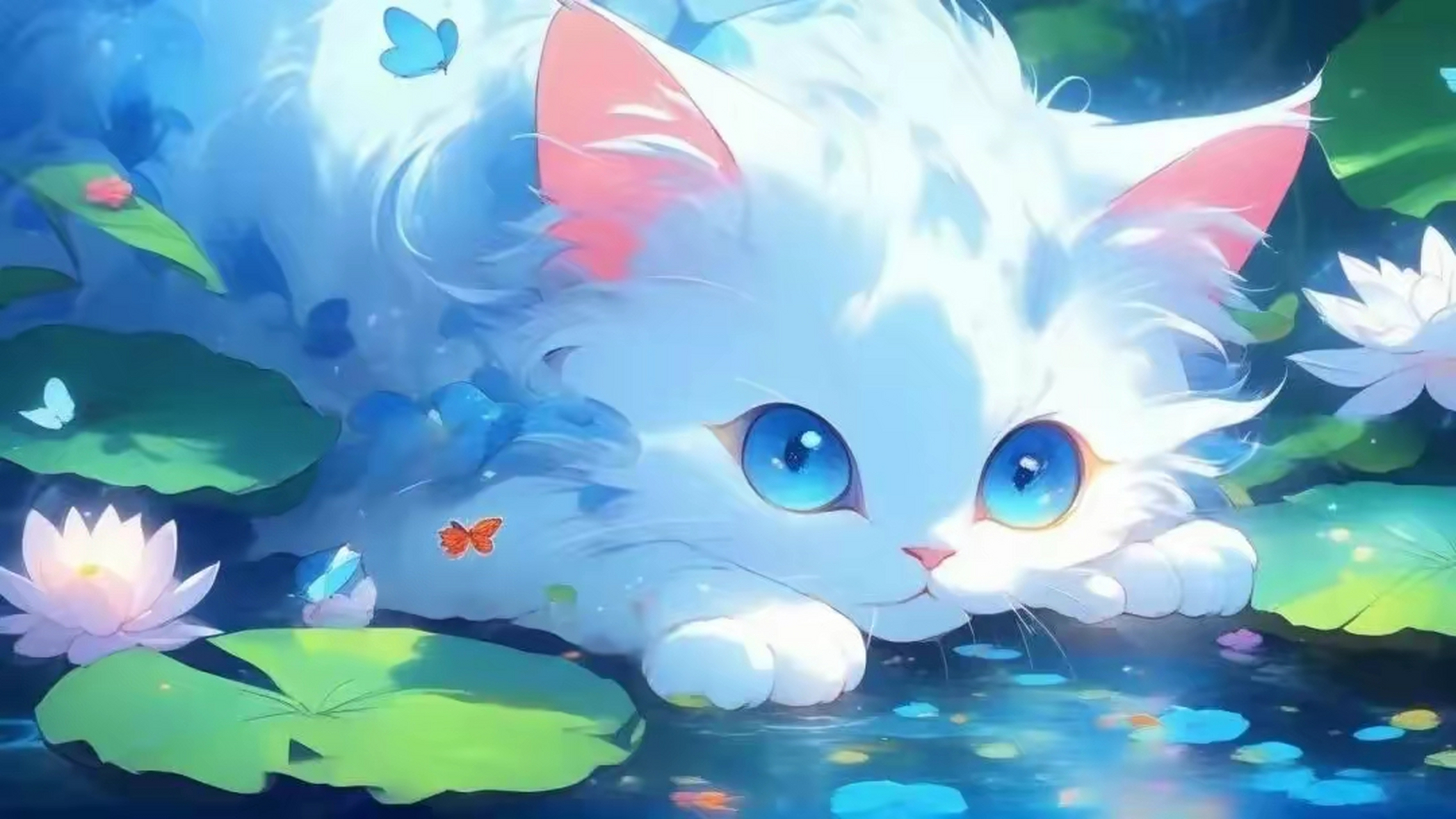 电脑壁纸～可爱的蓝白相间的小猫 #跨年创作挑战赛