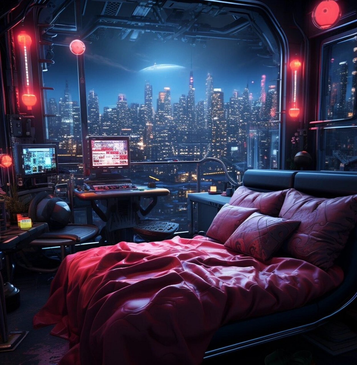 赛博朋克风卧室,你最喜欢哪一间呢  赛博朋克之梦  步入这个独特的