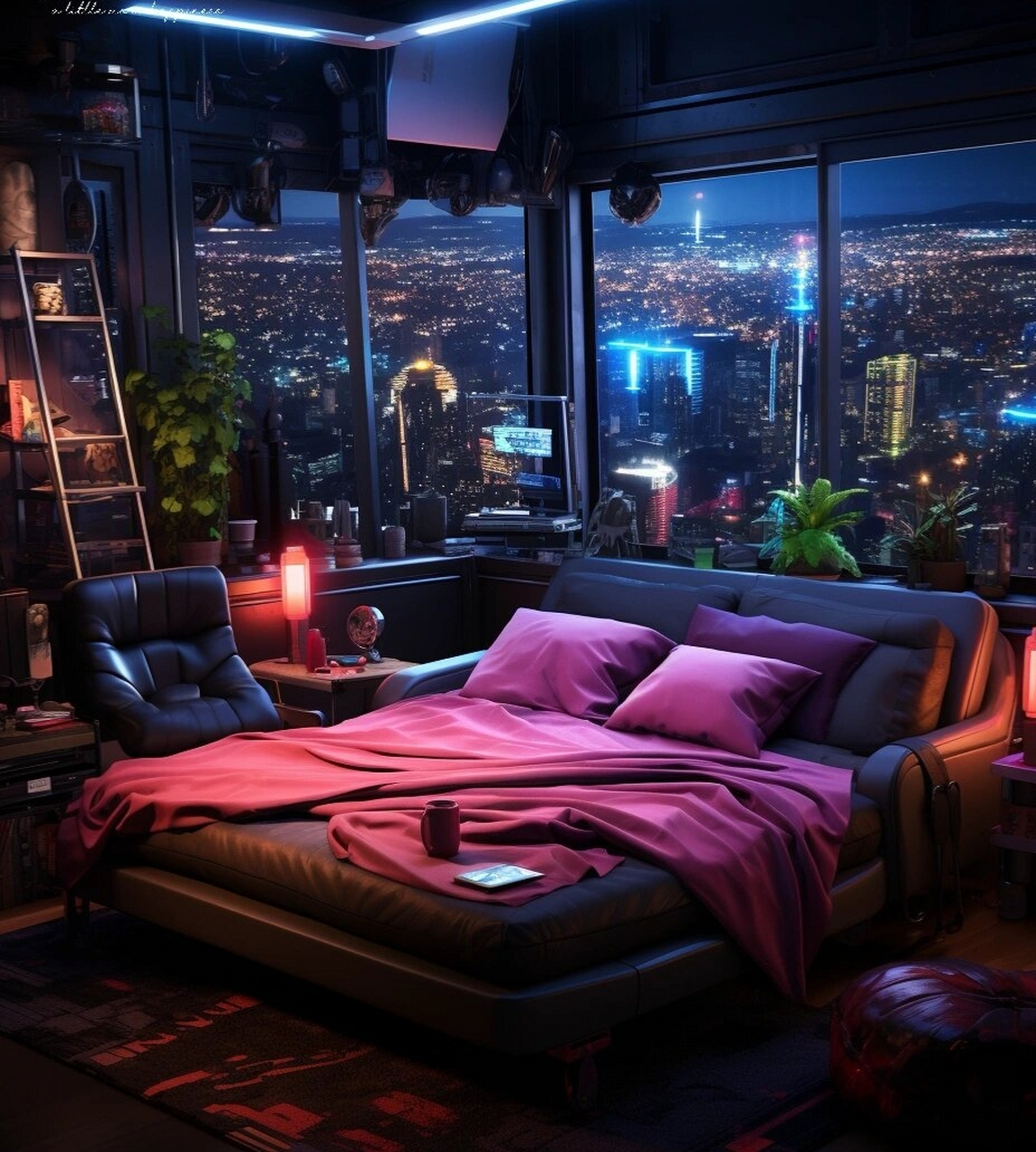 赛博朋克风卧室,你最喜欢哪一间呢  赛博朋克之梦  步入这个独特的