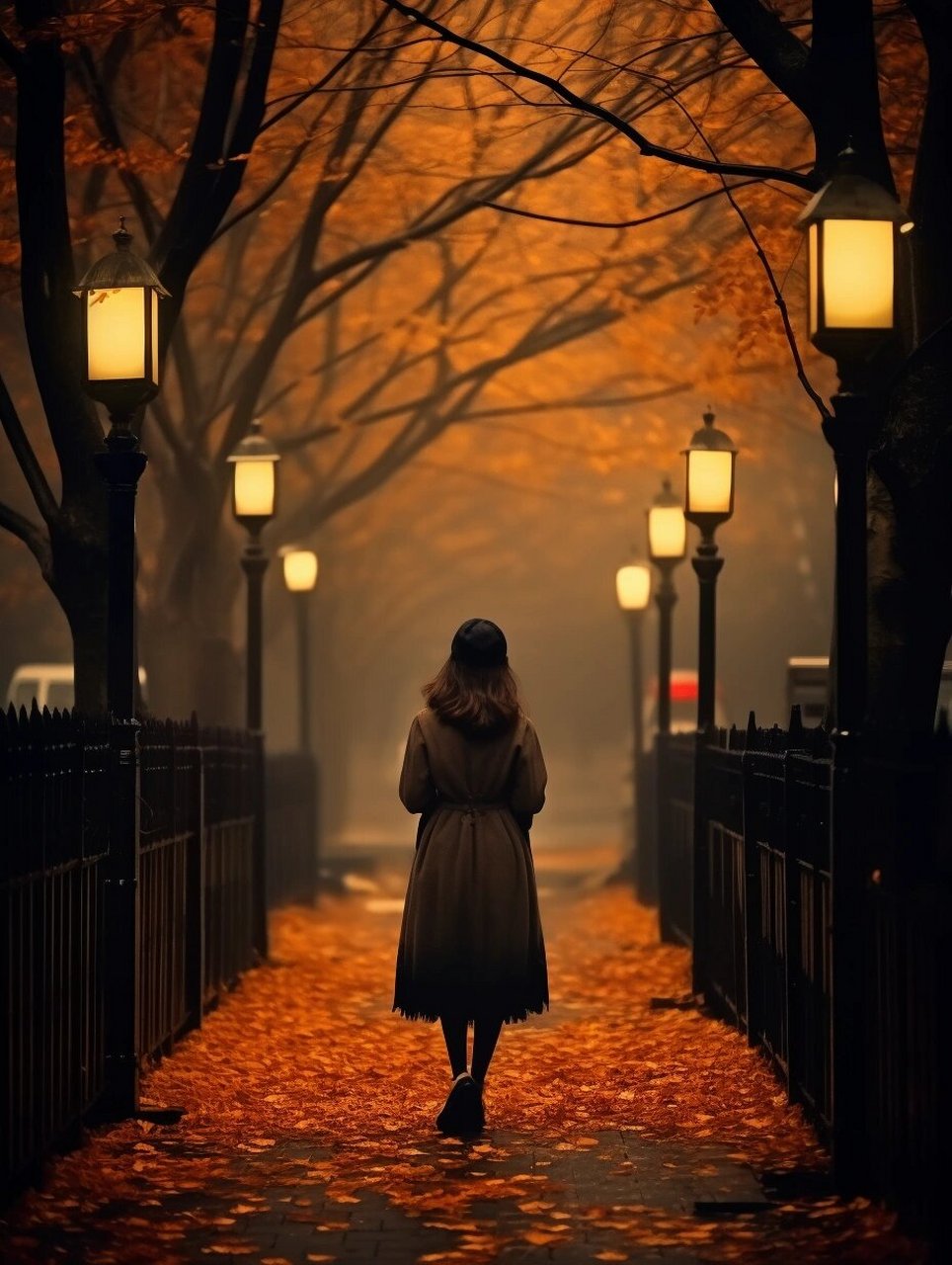 夜景|背影|独自漫步街头  在秋日的夜晚,我独自漫步在街头,感受着微风