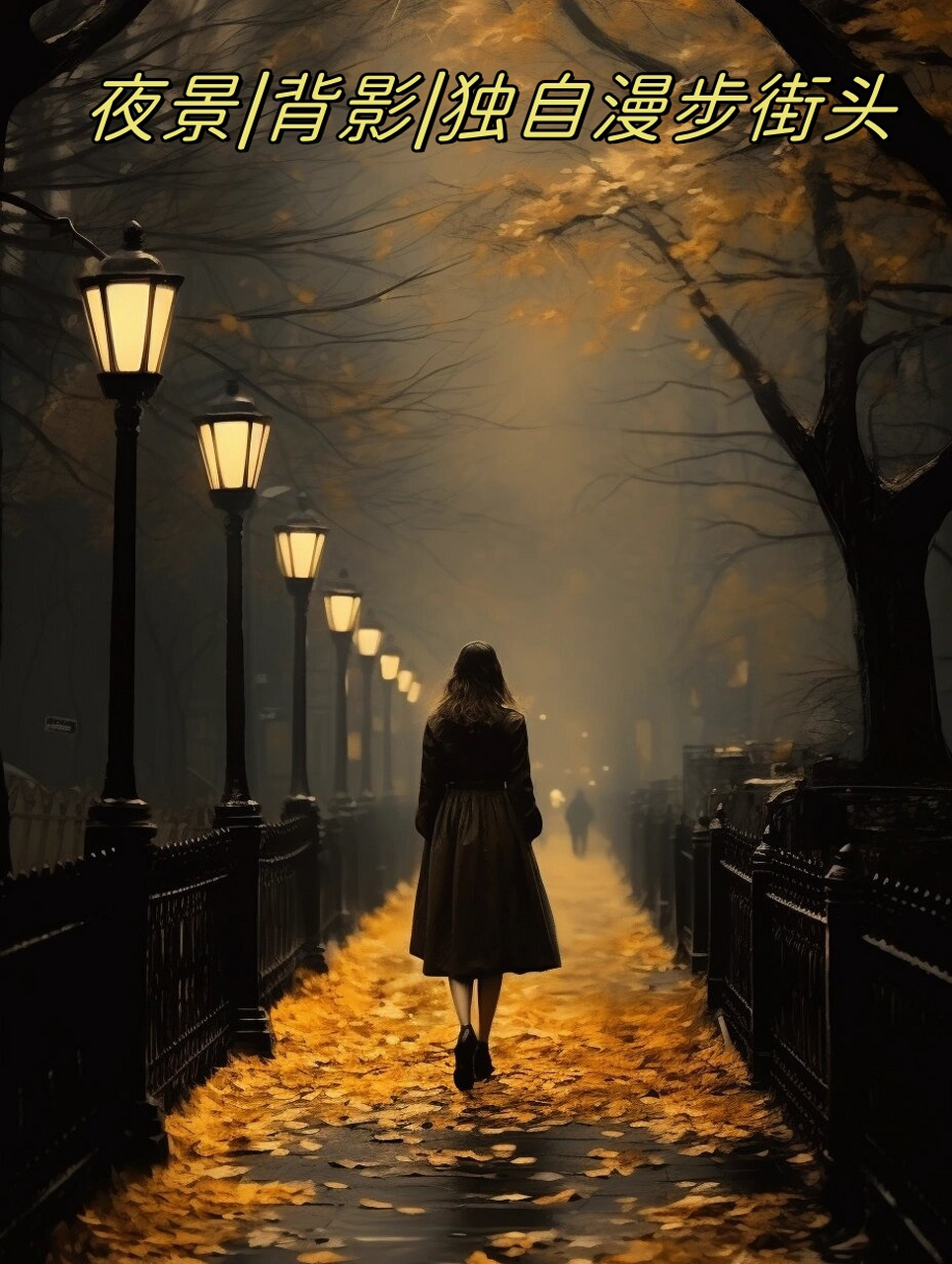 夜景|背影|独自漫步街头  在秋日的夜晚,我独自漫步在街头,感受着微风