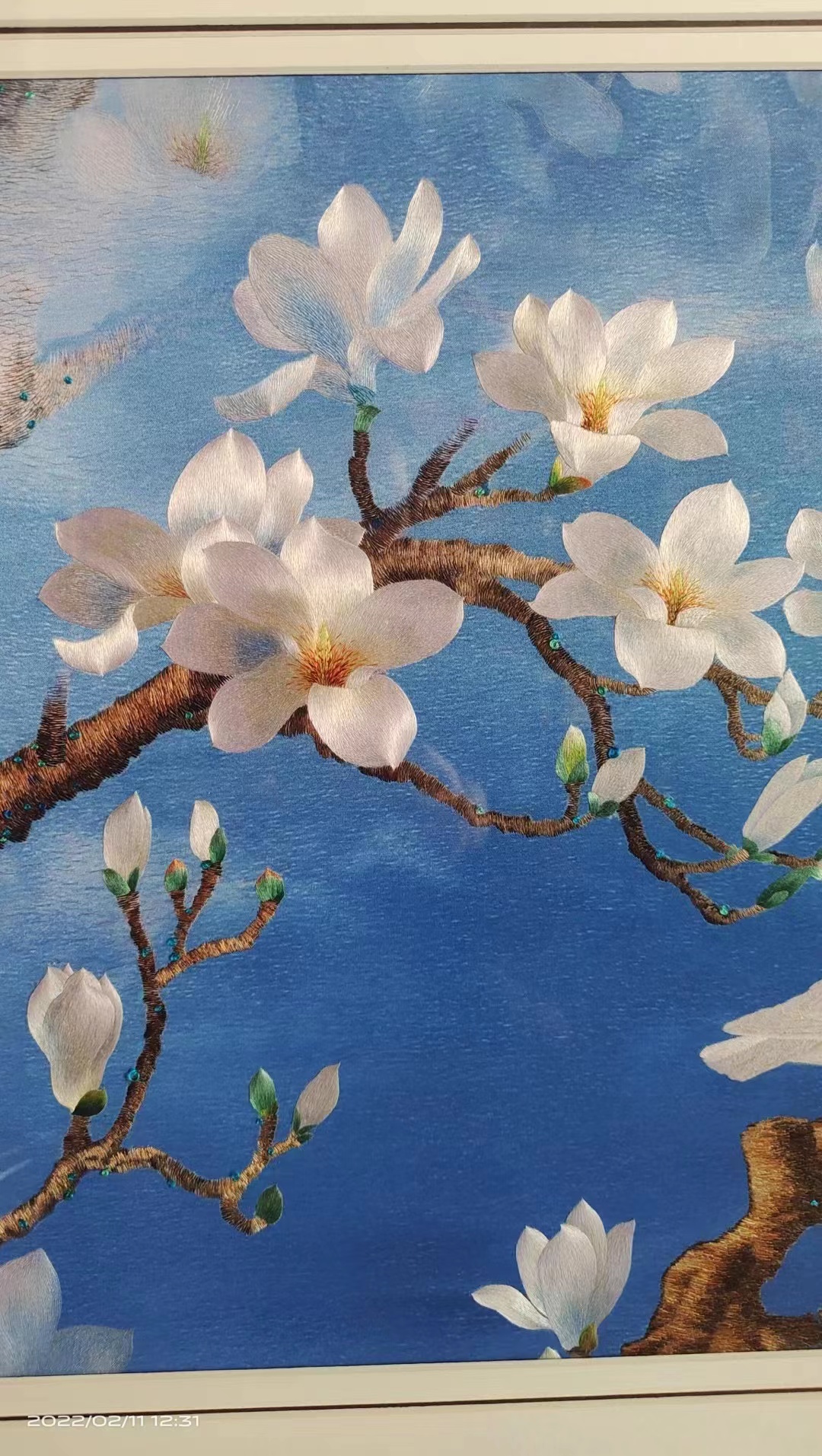 姚建萍大师苏绣玉兰飘香珍贵材质精美苏秀图玉兰花