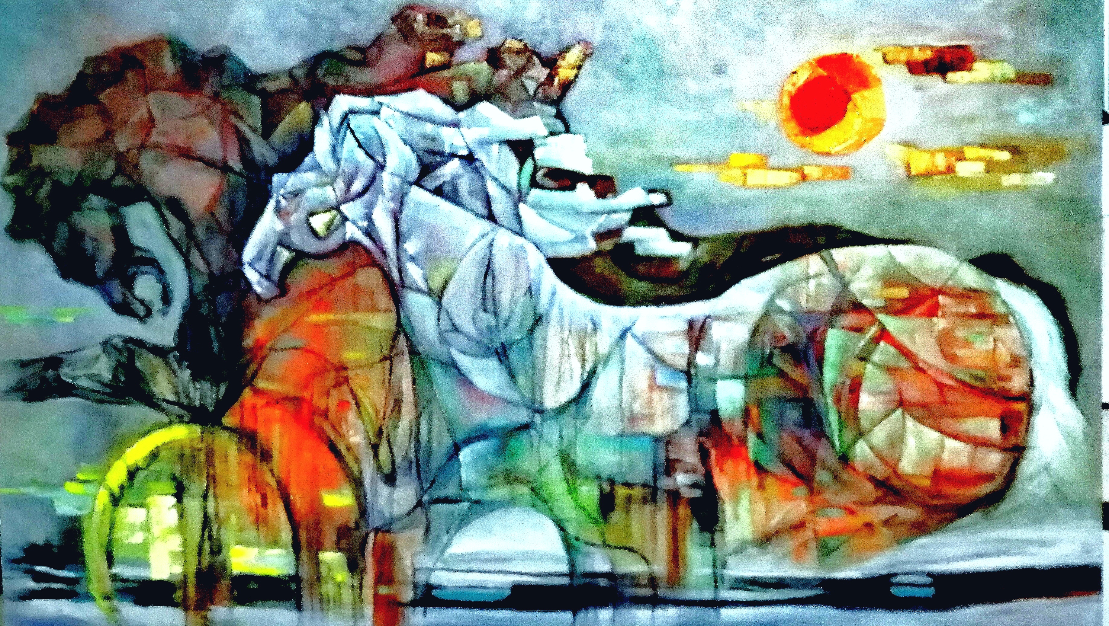 胡言艺术于国富画马油画马