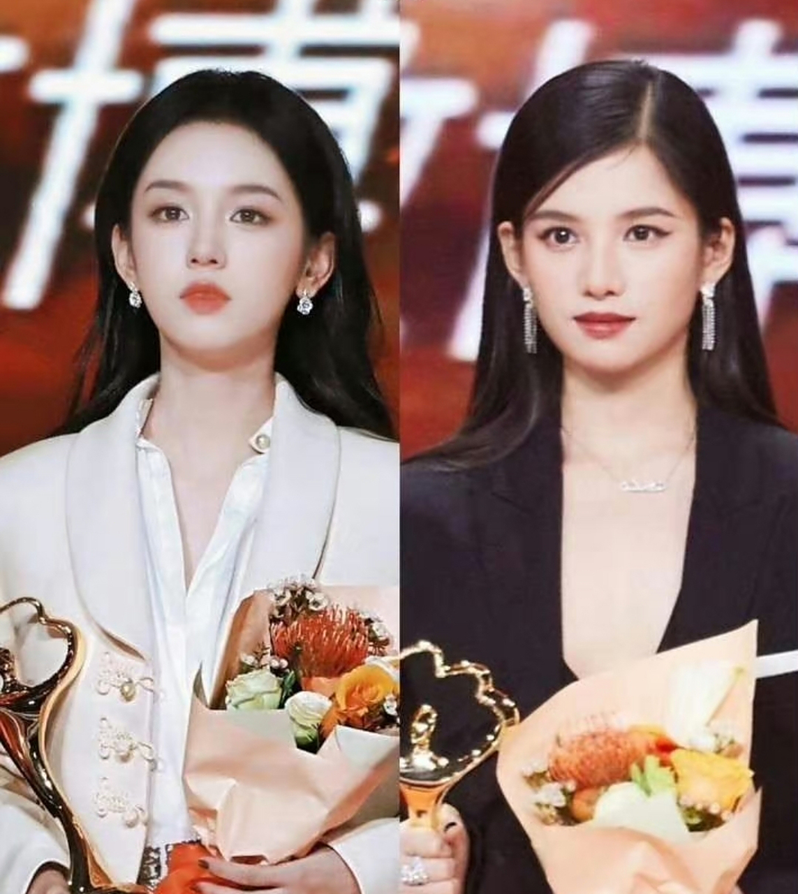 一直有人说张婧仪和周也长的很像,这么一看两个人确实挺像的.