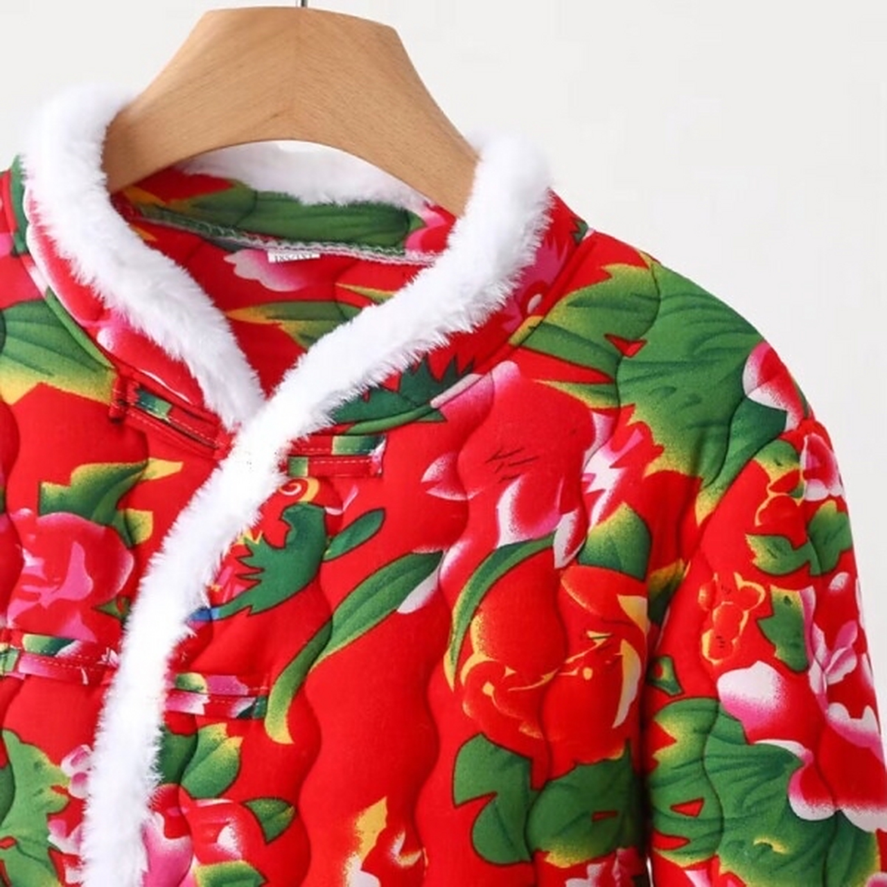 【中国风2023款秋冬加厚红色外套】