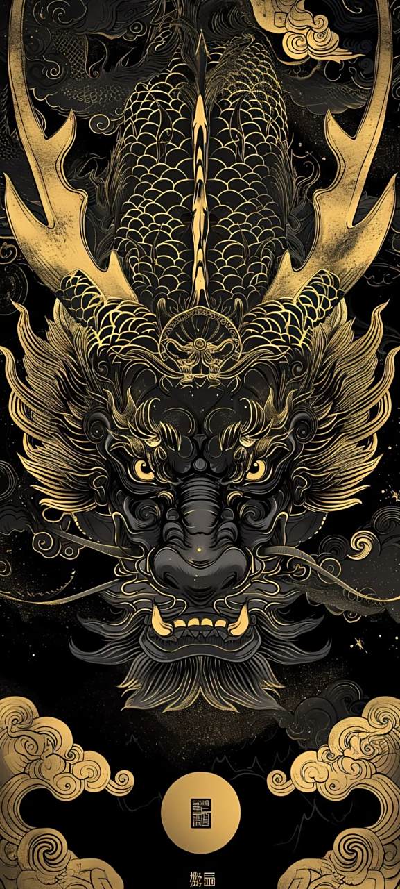 分享很贵气的黑金龙手机壁纸