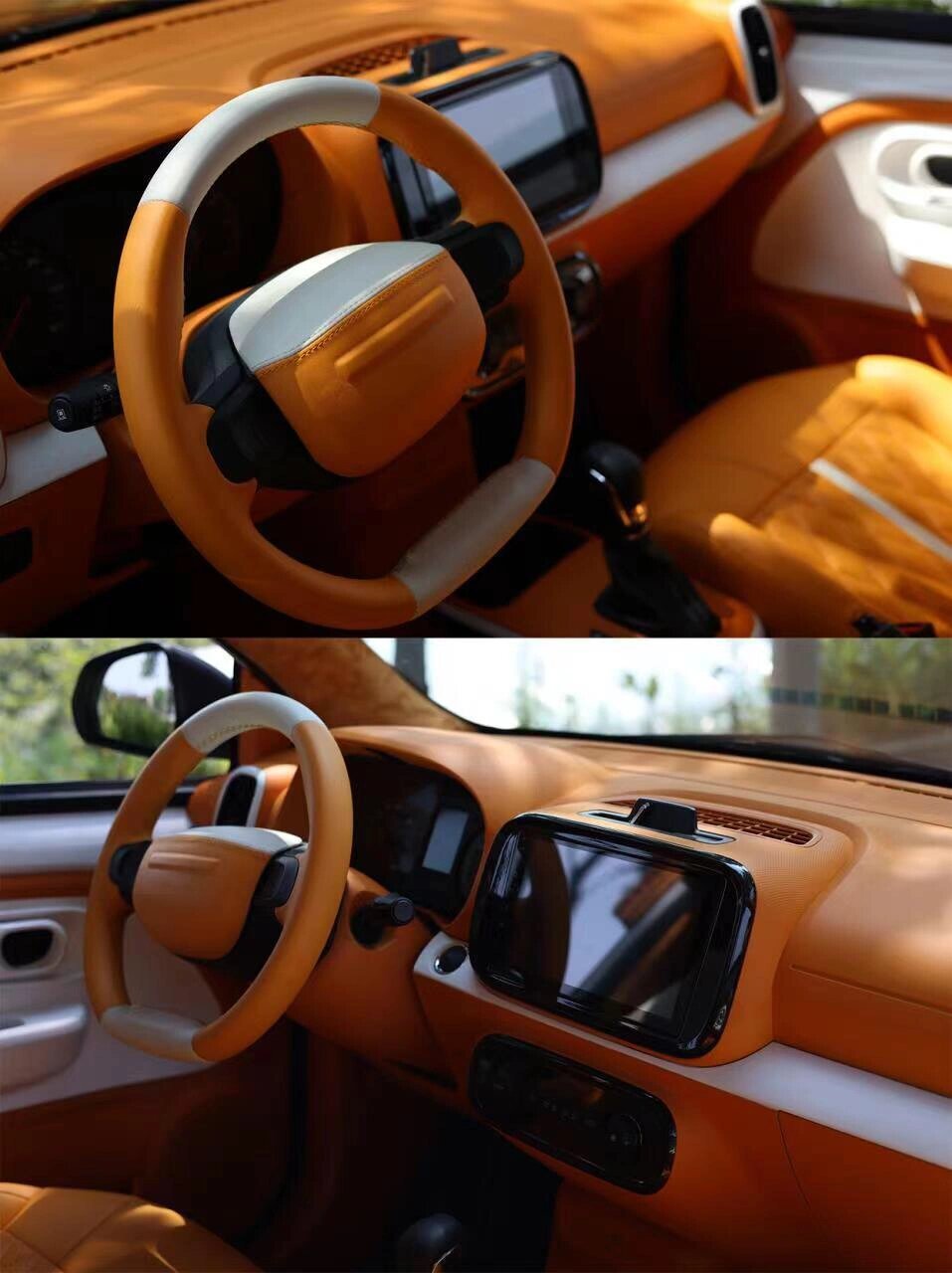 这台科莱威复古mini老爷车,奶呼呼的奶油白车身搭配焦糖色的车顶