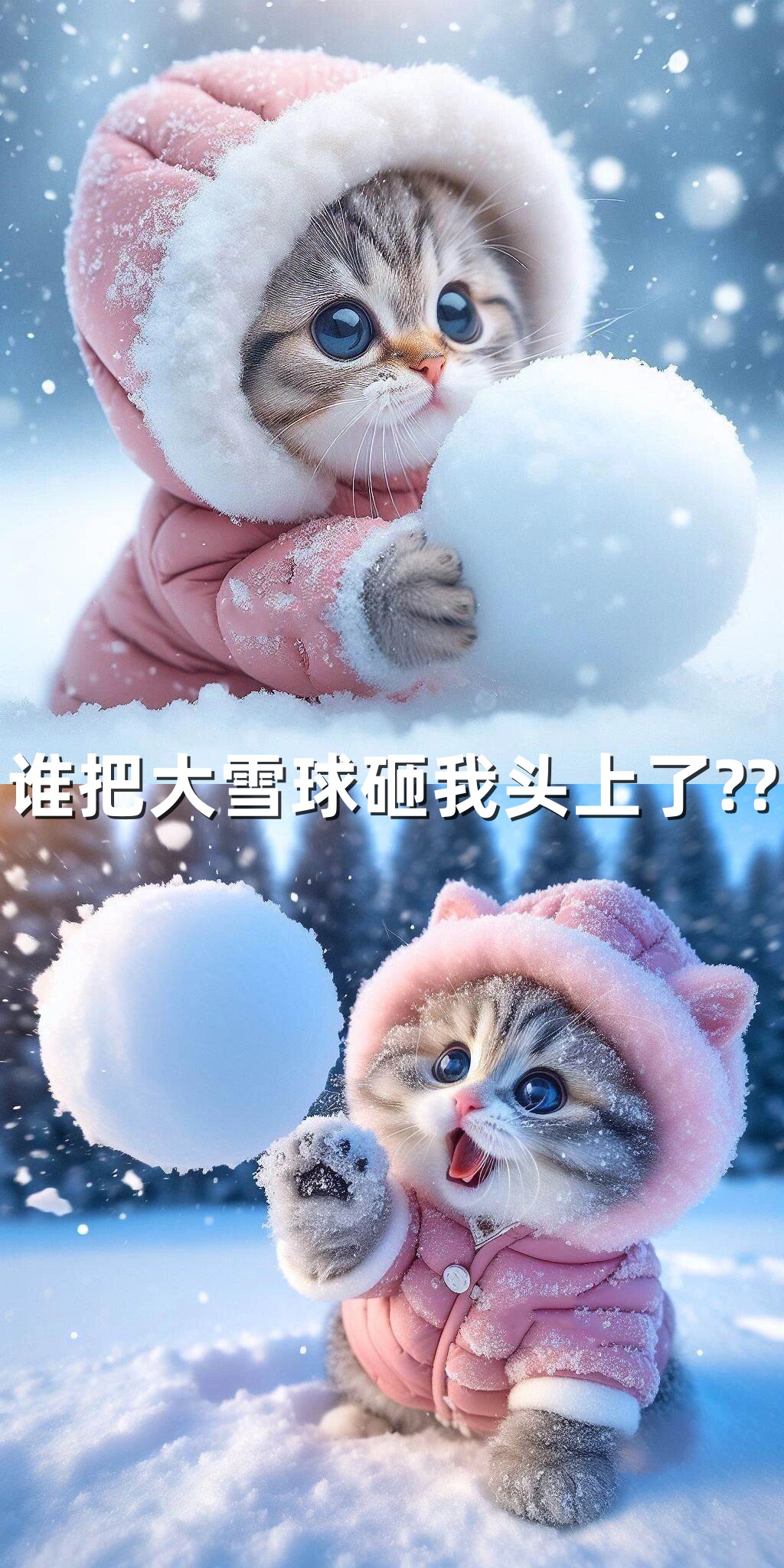 努努推雪球表情包图片