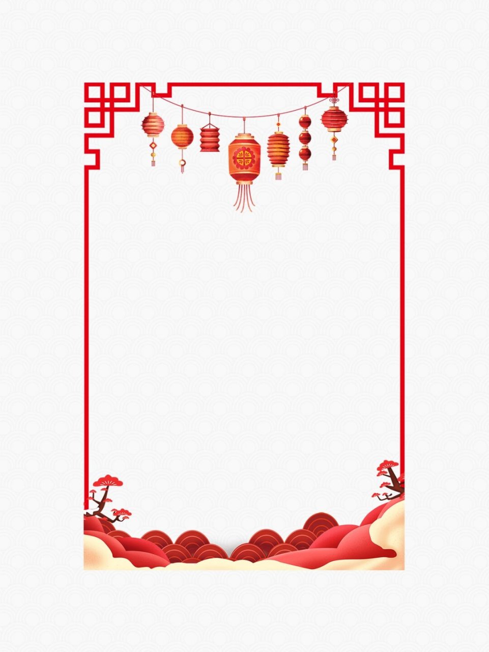 红色灯笼边框素材  红彤彤,热闹非凡,充满喜庆与吉祥!