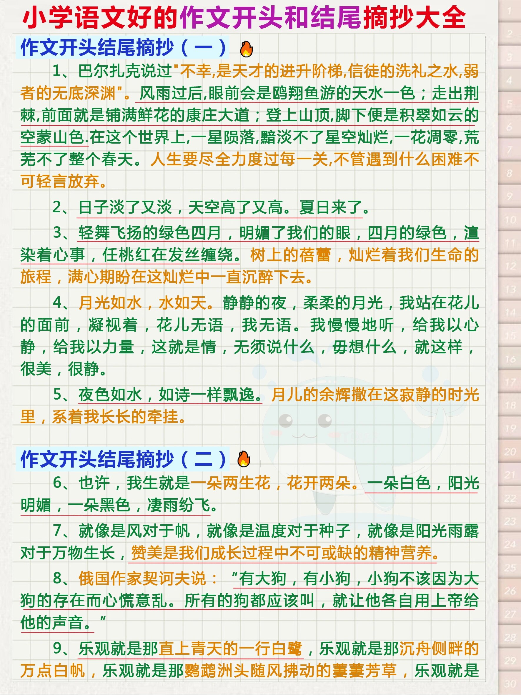 小学语文好的作文开头和结尾摘抄 干货分享:优秀作文开头和结尾大全!