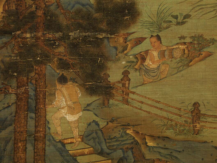 赏析——南宋 赵伯驹《停琴摘阮图》