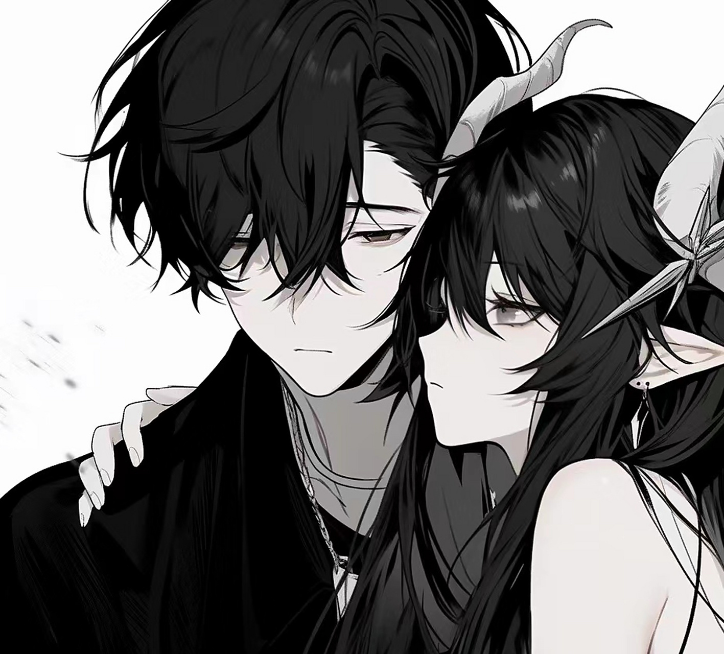 黑白情侣头像 黑与白,简约爱情,情侣头像的经典选择.