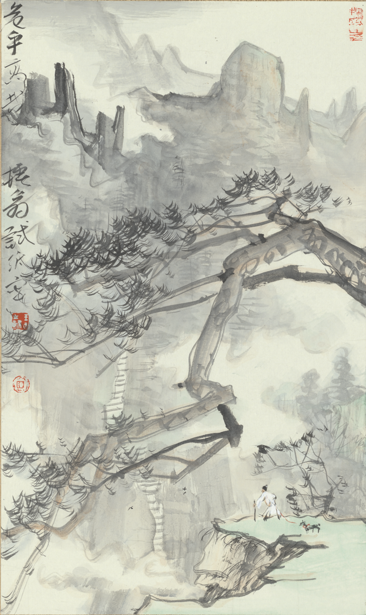 陈玉圃画山水,笔墨简约,不拘常法,率性而为
