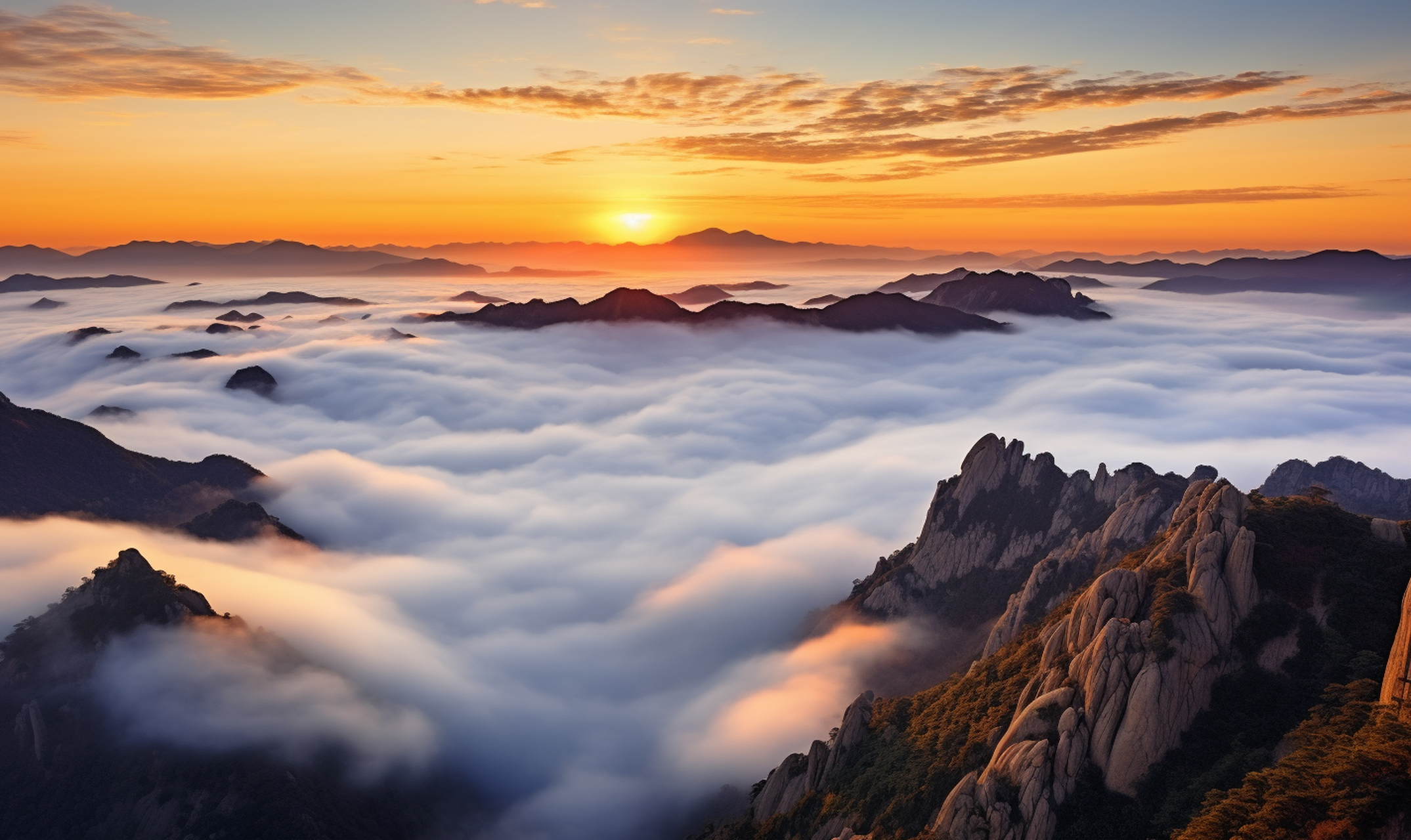 泰山晚霞夕照图片