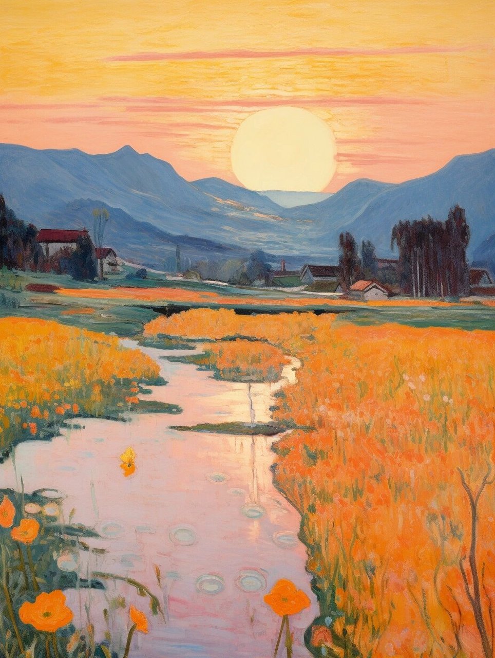 油画———日落·童话  你多久没有静下心来欣赏一场日落了?