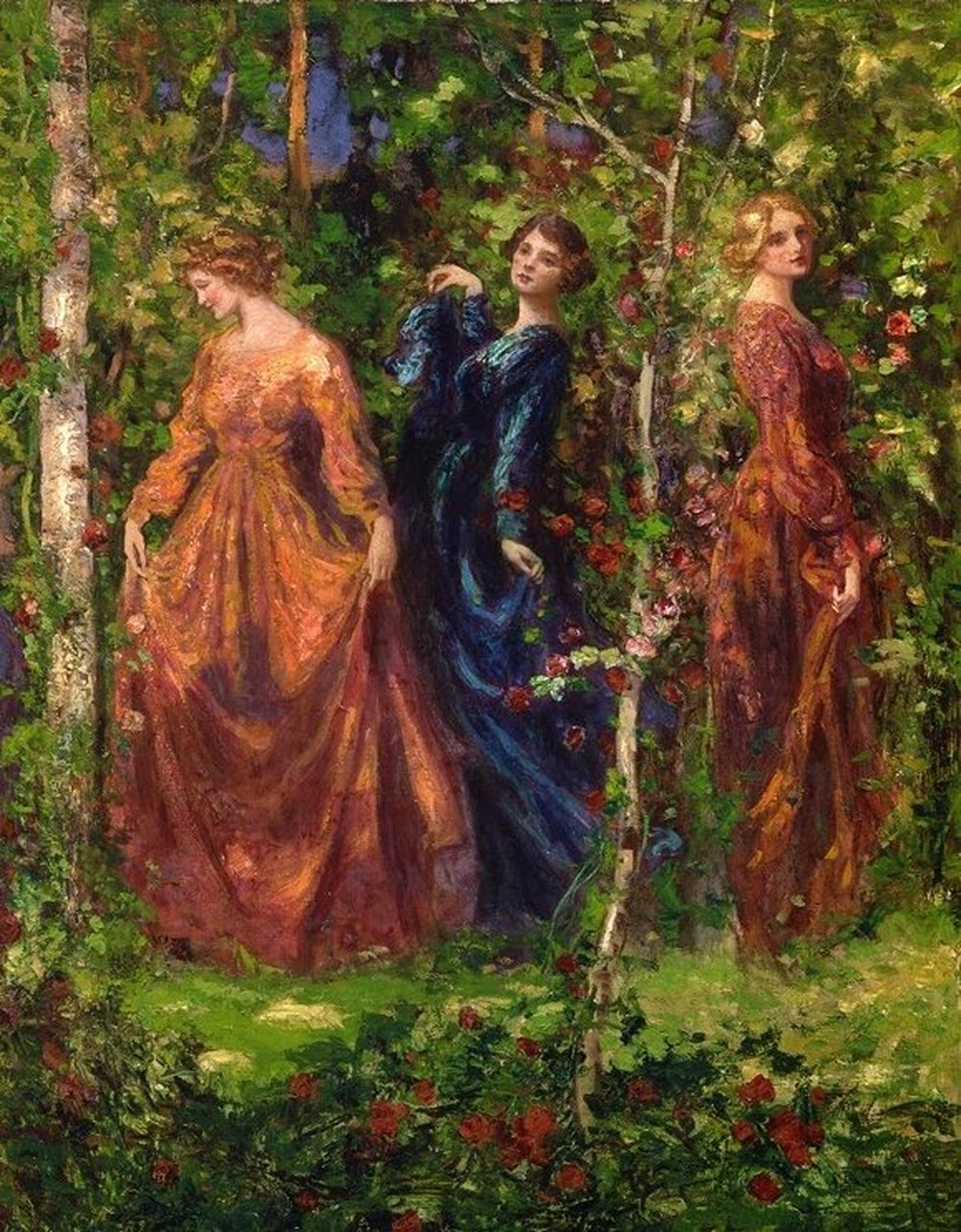 托马斯·埃德温·莫斯汀以其独特的浪漫花园系列作品独树一帜