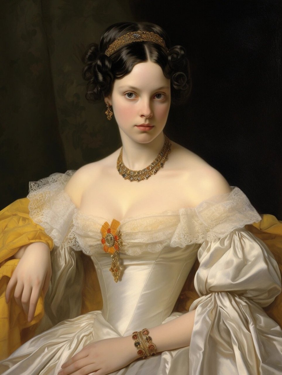 安格尔风 油画人物肖像——贵妇  让·奥古斯特·多米尼克·安格尔