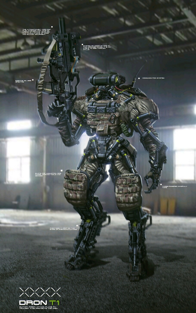 一组写实风格的机甲作品欣赏,外表风格硬朗,动作敏捷,适合单兵突击