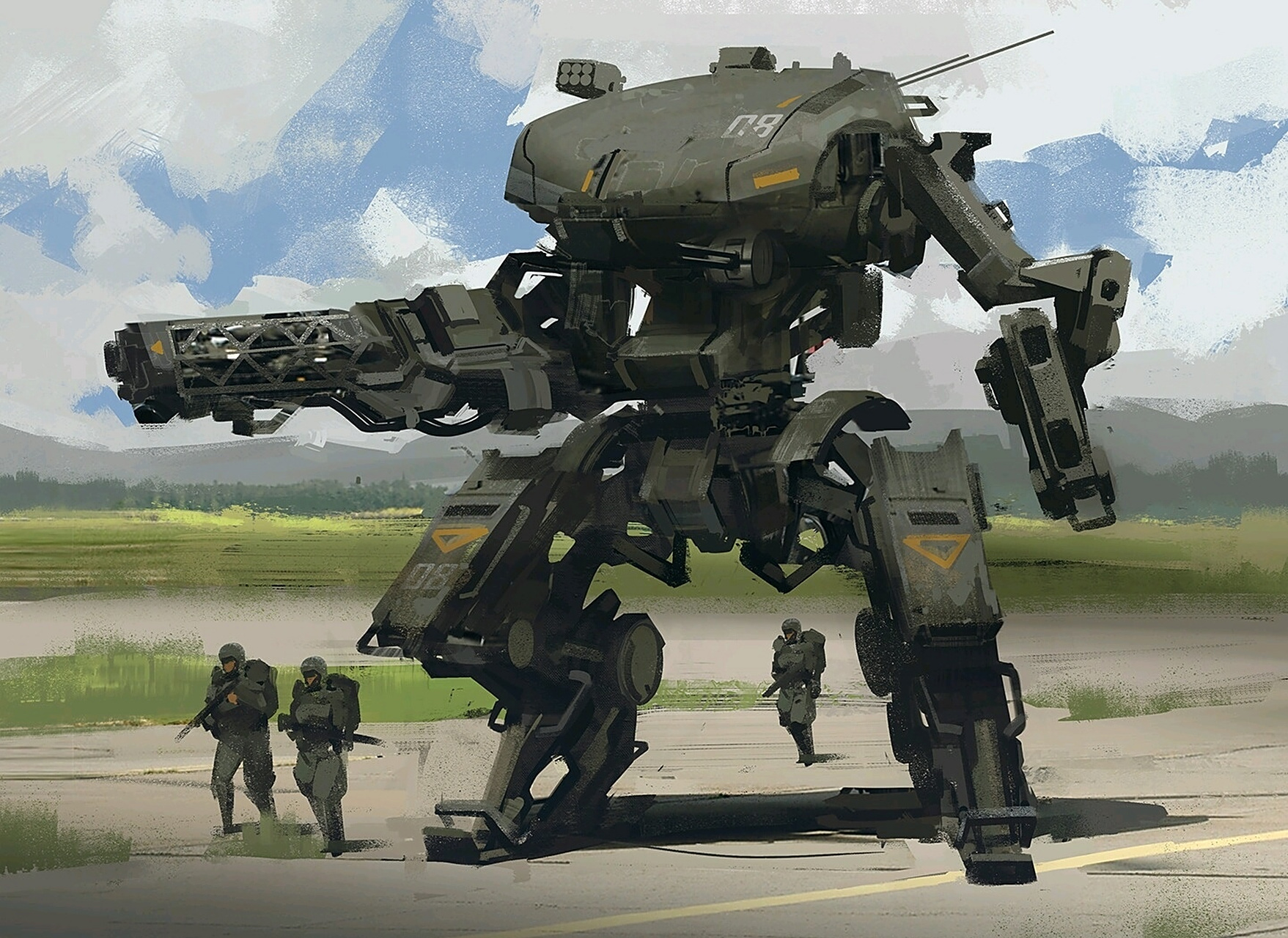 一组写实风格的机甲作品欣赏,外表风格硬朗,动作敏捷,适合单兵突击