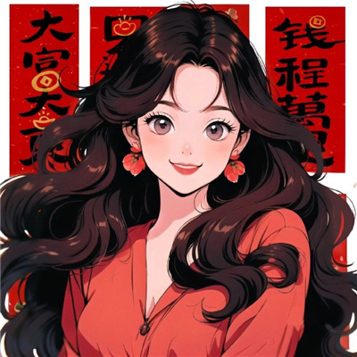 新年氛围感手绘长发美女头像