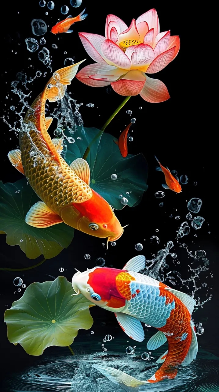 壁纸-遇见织锦,好运自然来 莲花好运连连,鲤鱼年年有余.