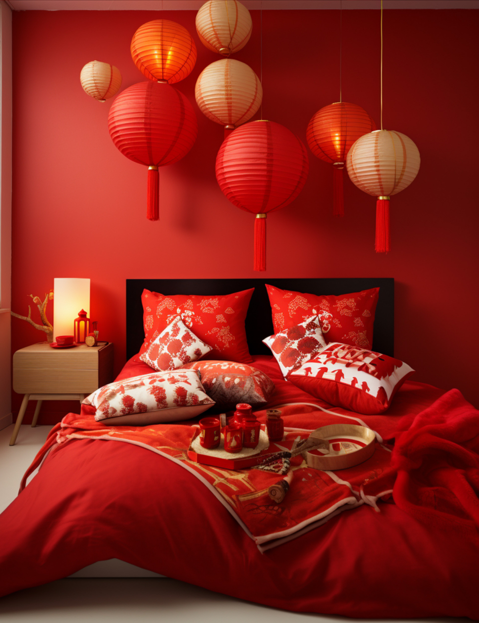 婚房卧室的布置设计简约又高雅,简直为房间增添了一抹浪漫的气息.