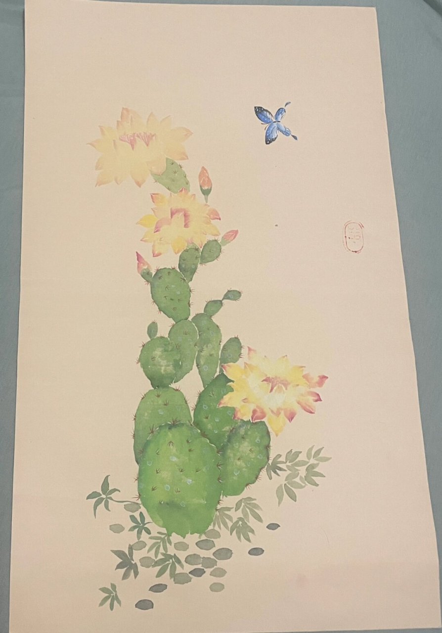 国画博今日作品仙人掌  寒暑交替,时光流转,一盆仙人掌静立在角落,不