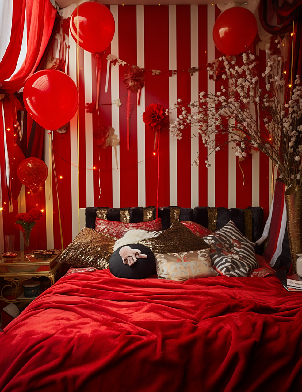 婚房卧室的布置设计简约又高雅,简直为房间增添了一抹浪漫的气息.