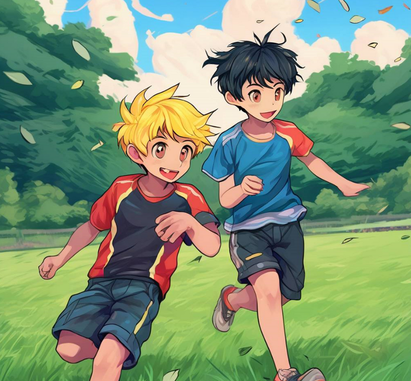 海尔兄弟ai创作赛# 海尔兄弟新形象描绘了兄弟俩在海面上冲浪的尘景