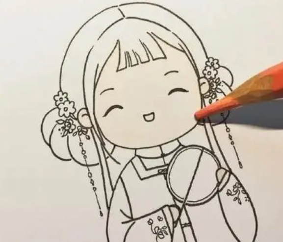 简笔画画古风少女