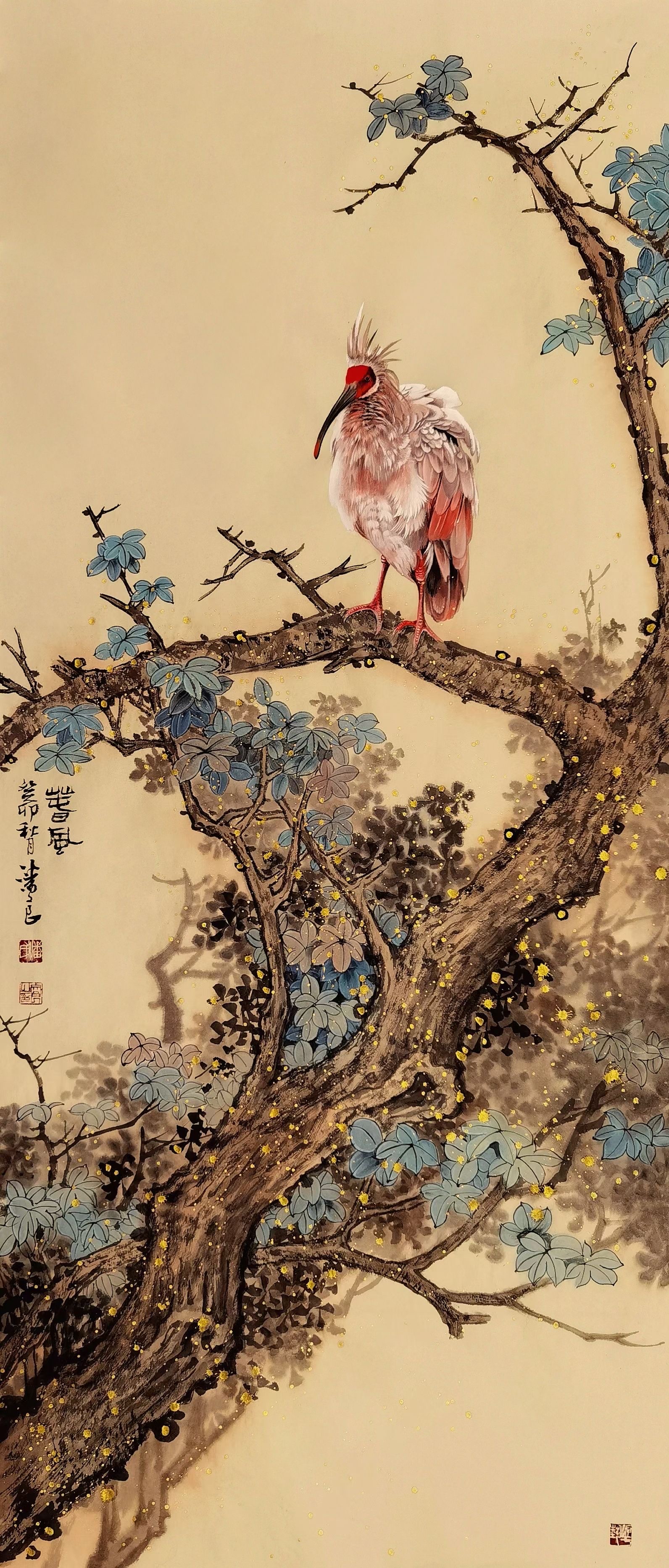 潘文良精品花鸟作品:《风鹏正举》14070cm,《春风》14050cm