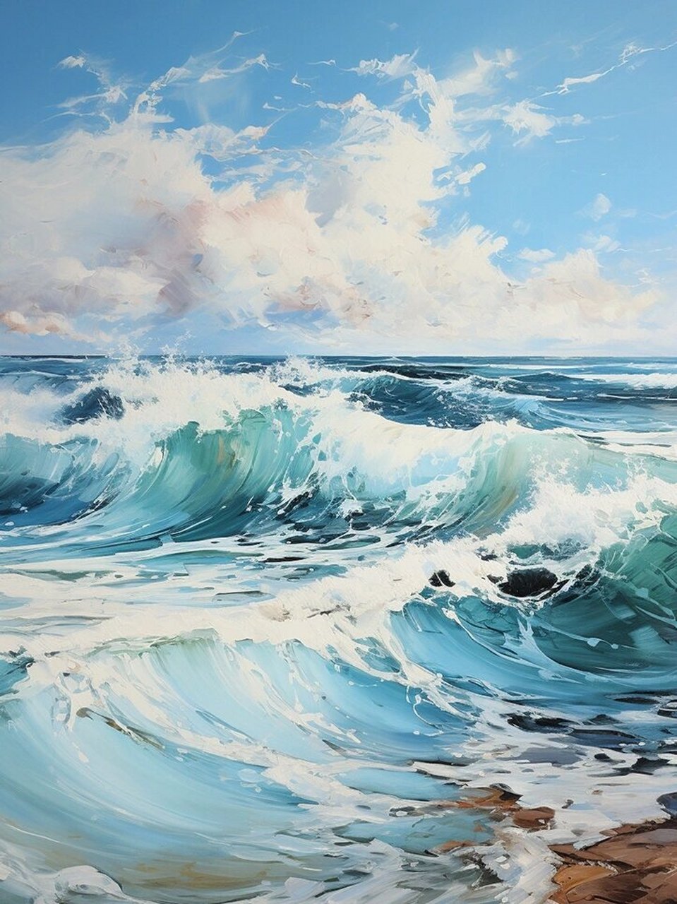 artmore的【潮落】手绘油画装饰画  以细腻的笔触展现大海的壮阔与