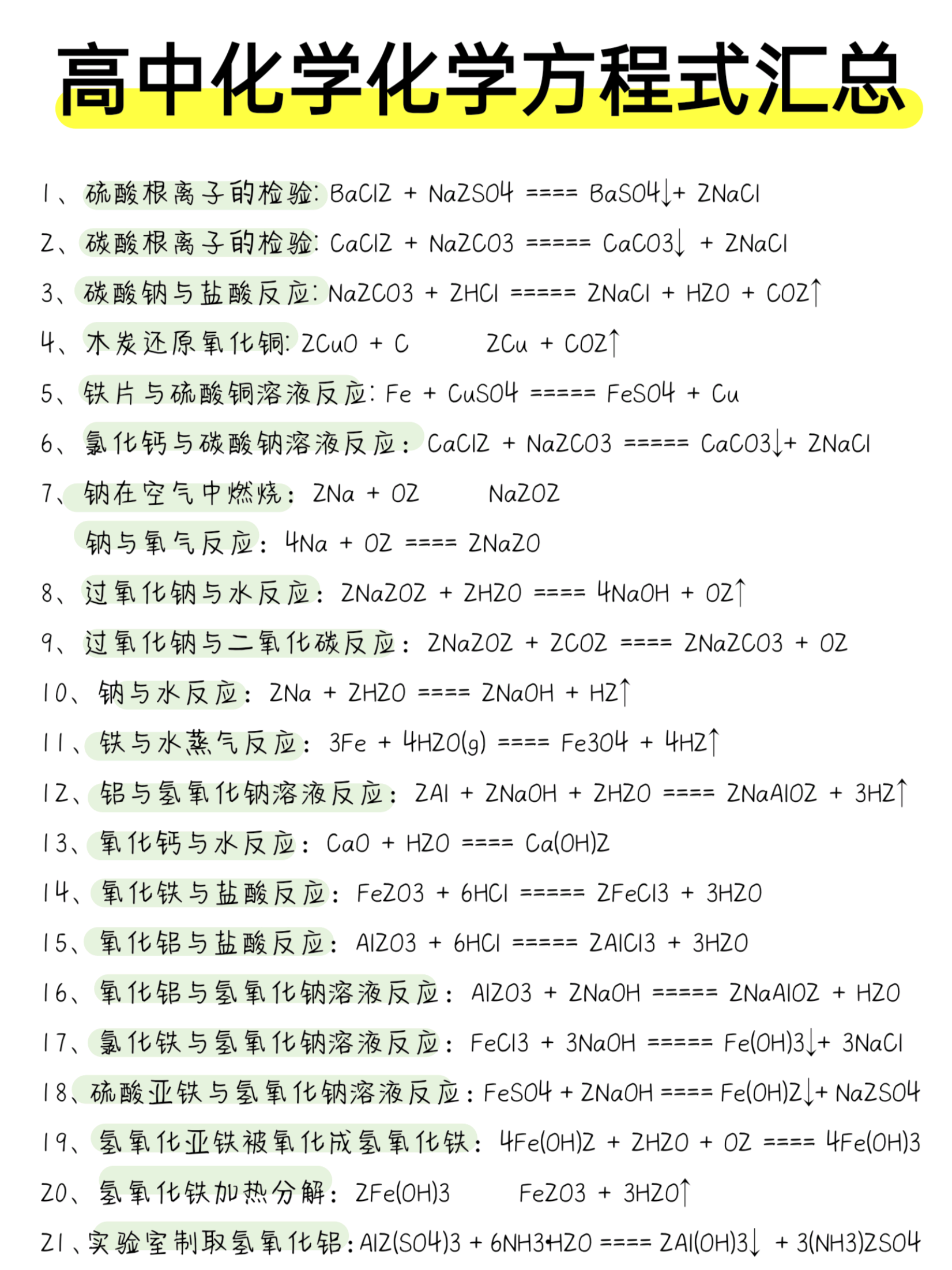 高中化学公式大全图片图片