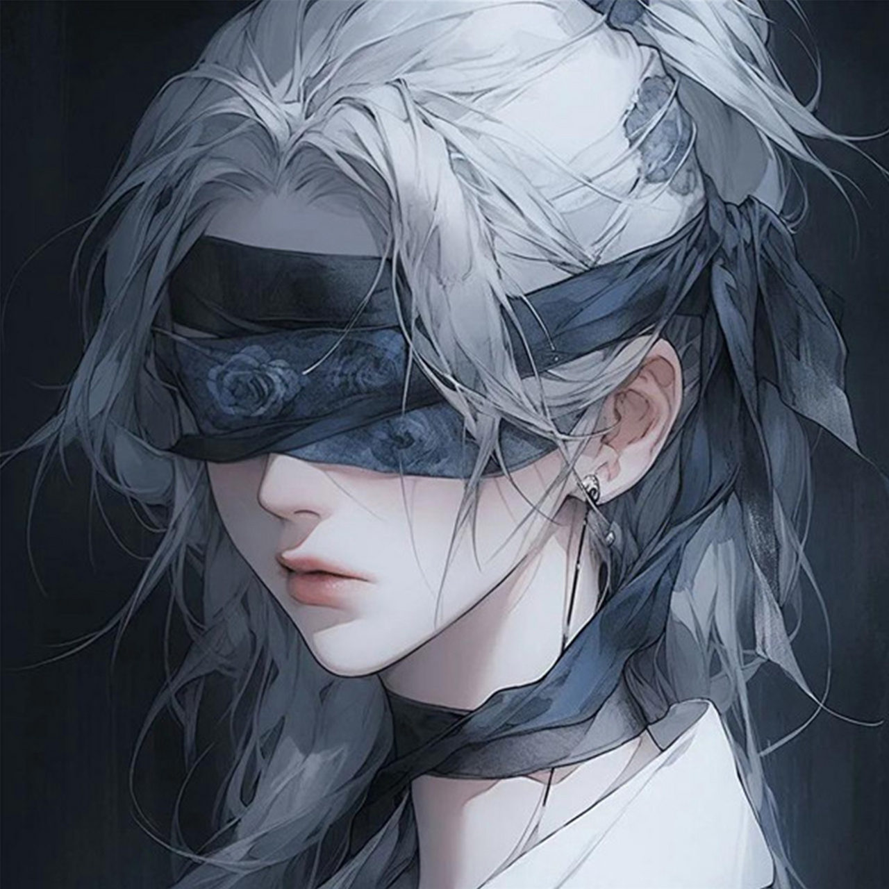 黑白色系 清冷破碎感的女生动漫头像 神秘清冷同时又带着一丝破碎的美