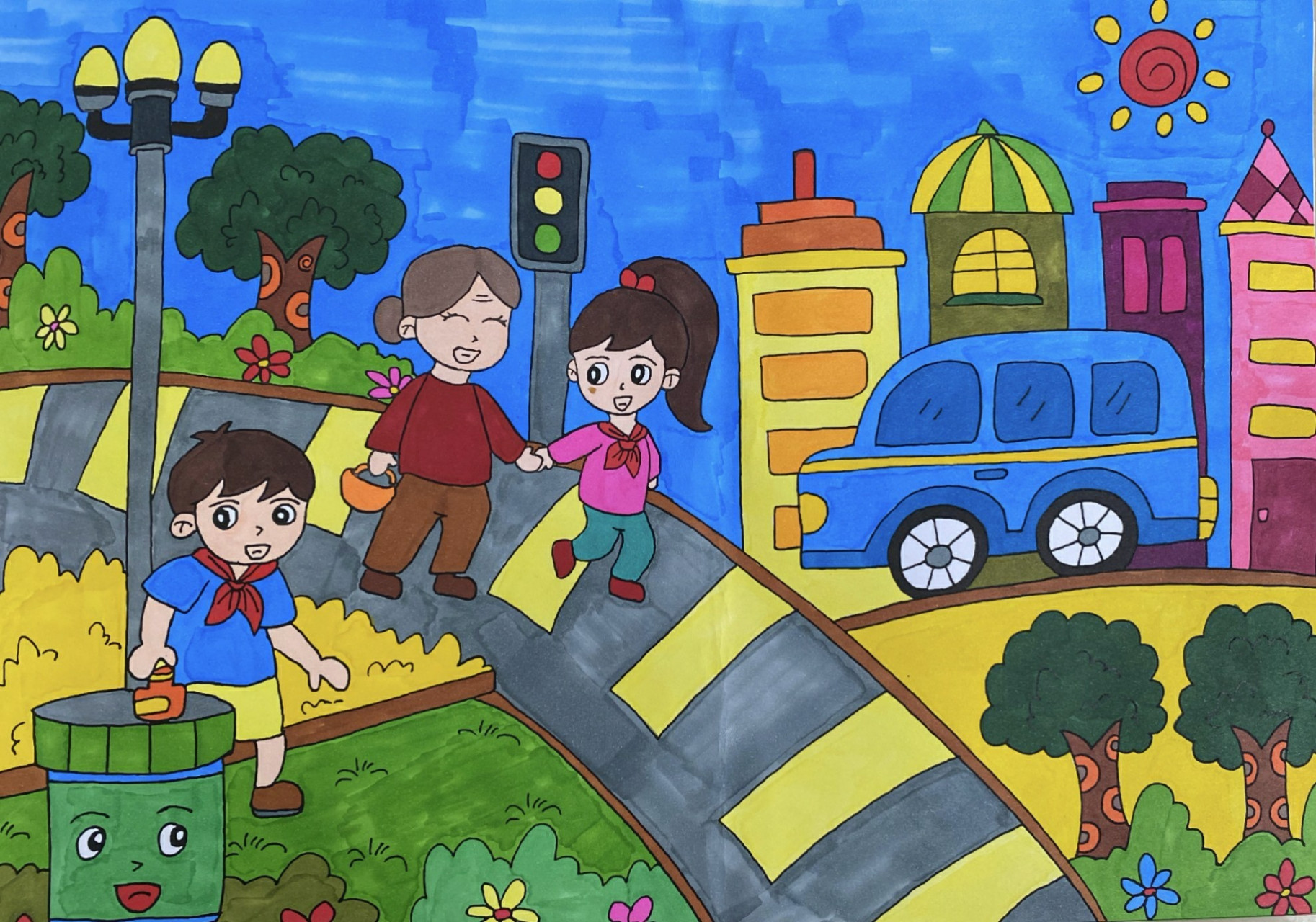 辽宁省西丰县东方红小学:刘思缘绘画《文明出行》