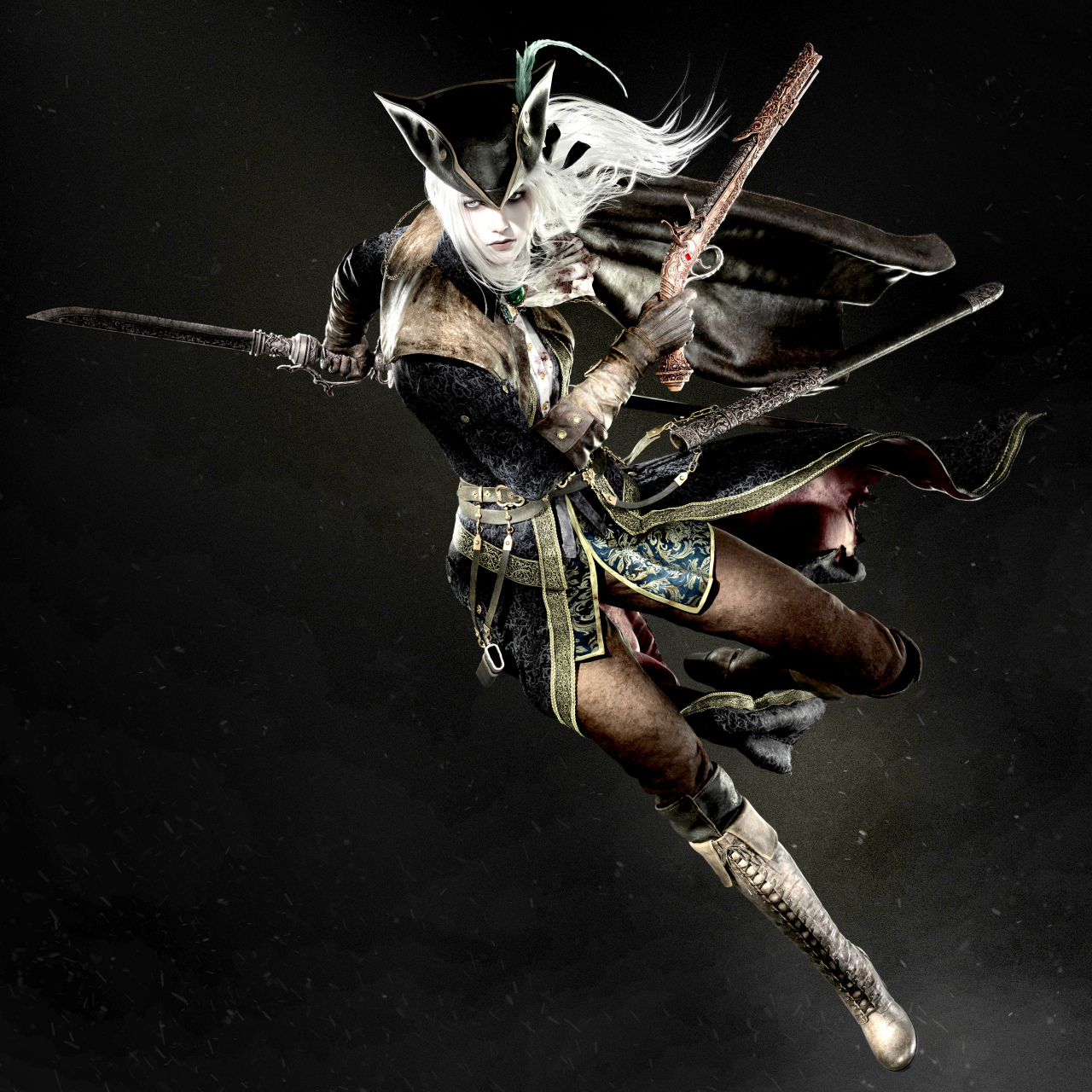 建模欣赏:游戏《血源诅咒》玛利亚女士,详细的展现了服饰与武器,by