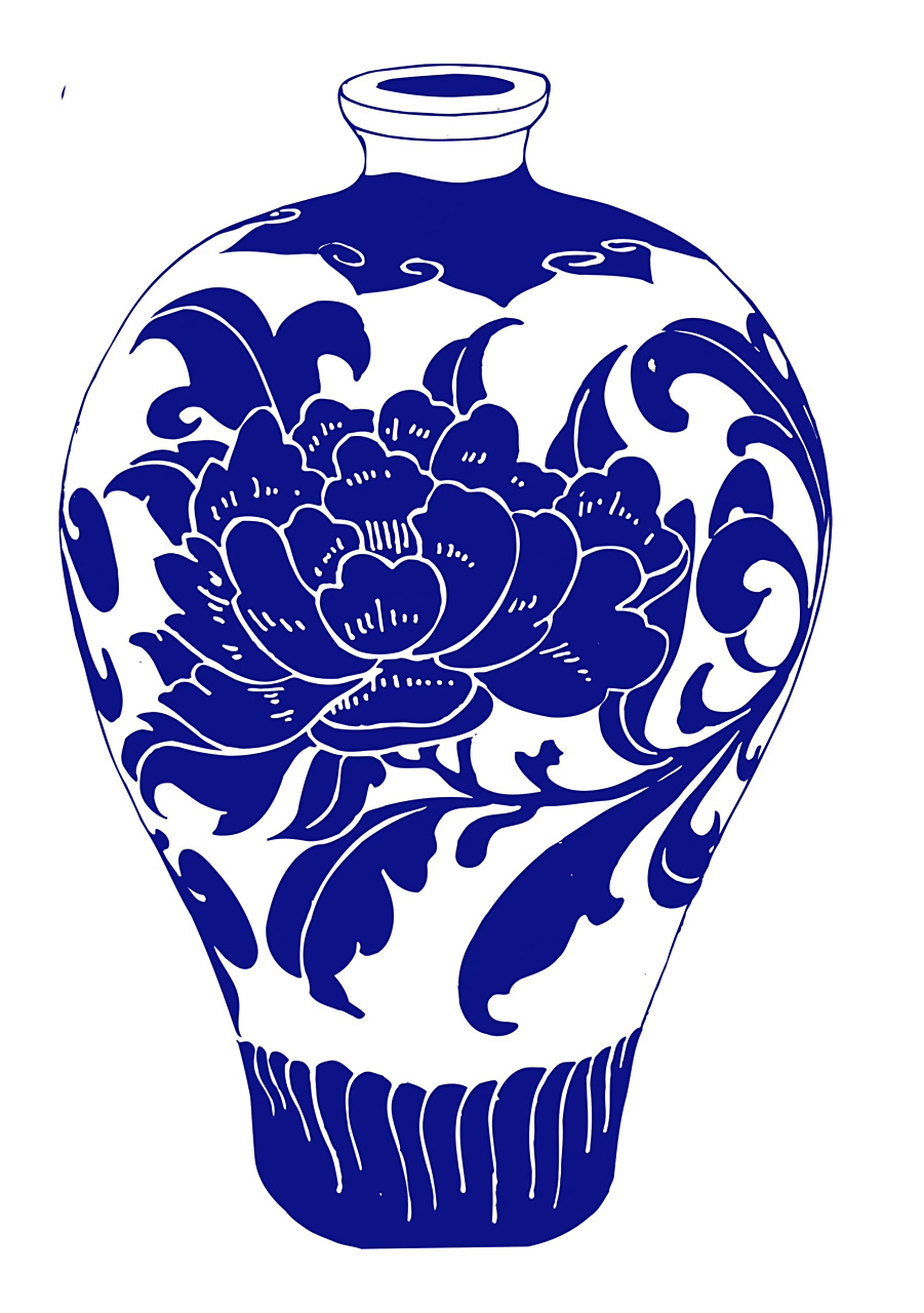 一组青花瓷瓶剪纸图案欣赏,展现了风格与样式复杂多变的青花瓷图案