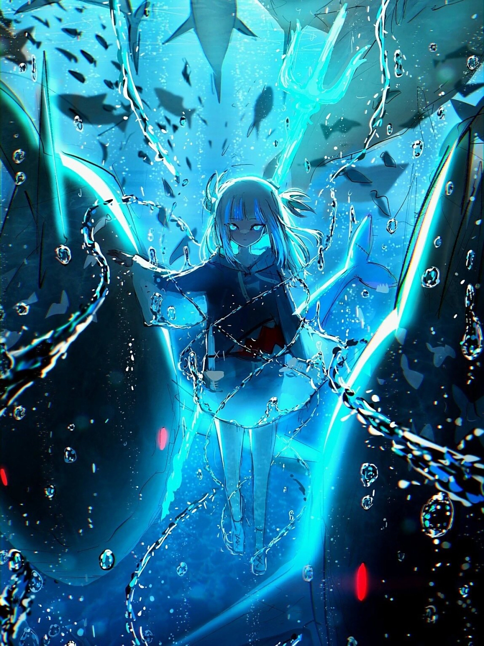 这白发少女仿佛从动漫中走出来,红衣如火,笑容如花.