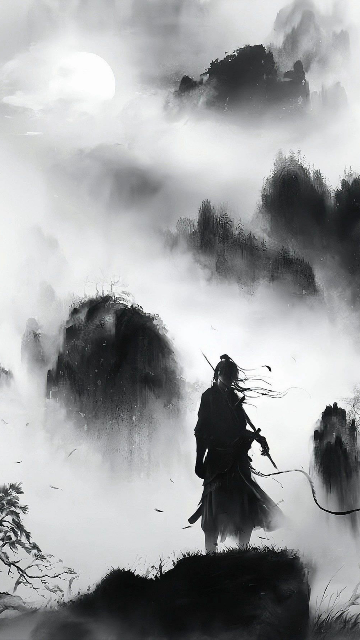 黑白水墨风剑客壁纸 | 古风武侠壁纸 小时候,喜欢看武侠剧,仰慕侠客