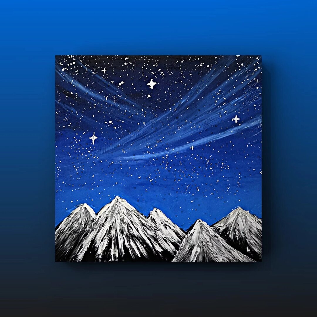 感受这份来自宇宙的诗意,与你一同探索 星空画简单简单的星空油画夜空