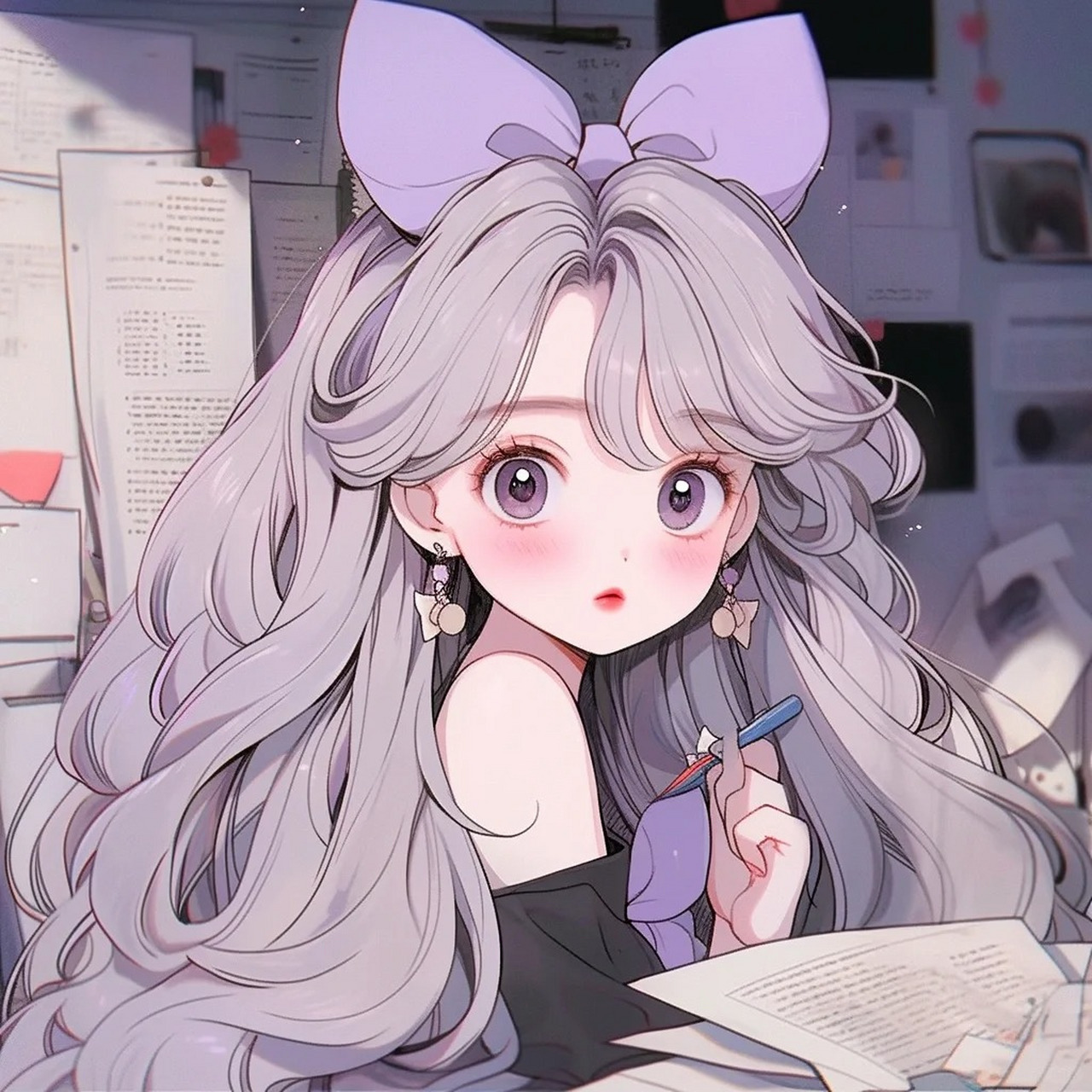 超可爱女生头像/紫色公主系列99 那件紫色的长裙让她显得高贵优雅