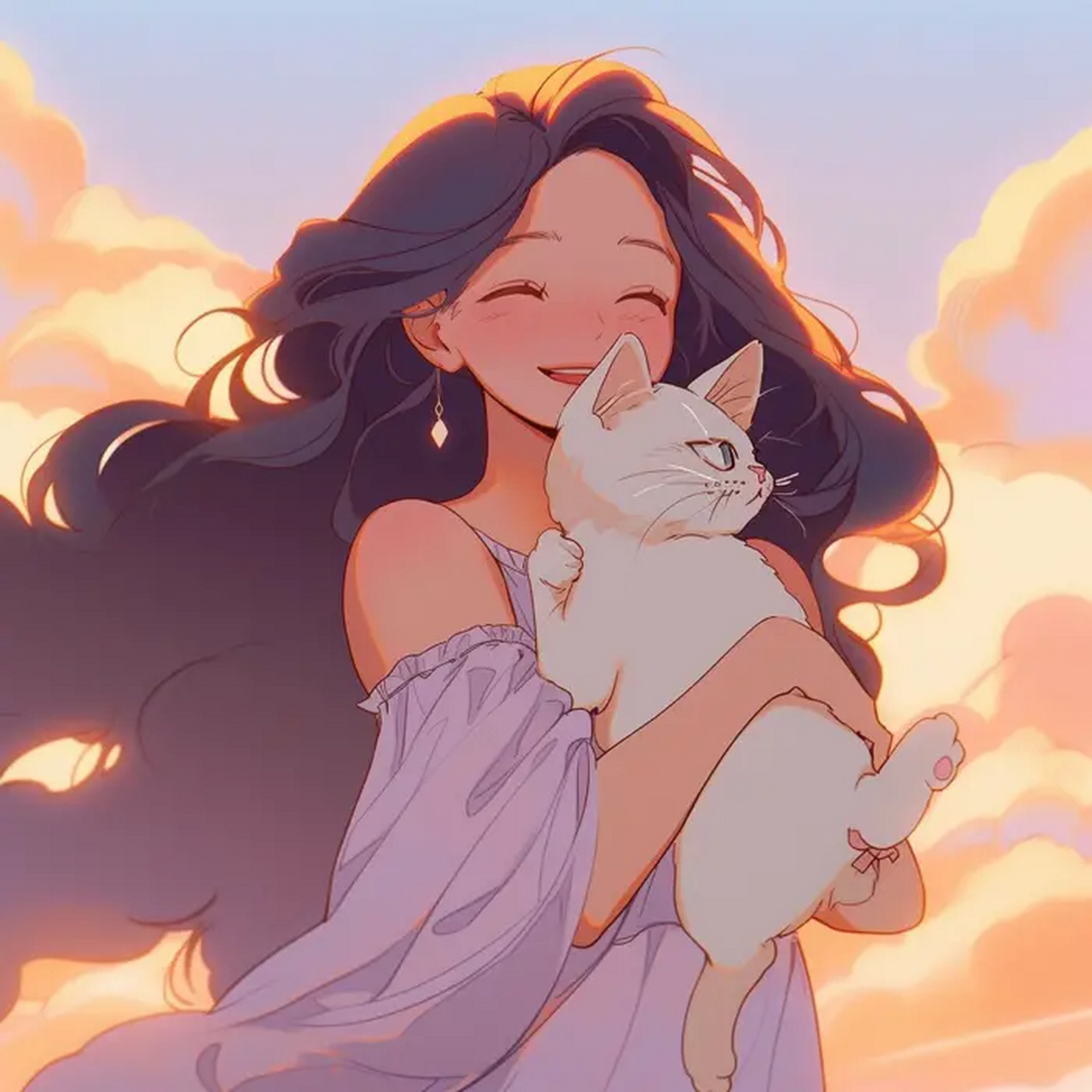 少女与她的猫 少女浅笑,猫咪轻眠,难道这样的壁纸能抚慰你的心灵吗?
