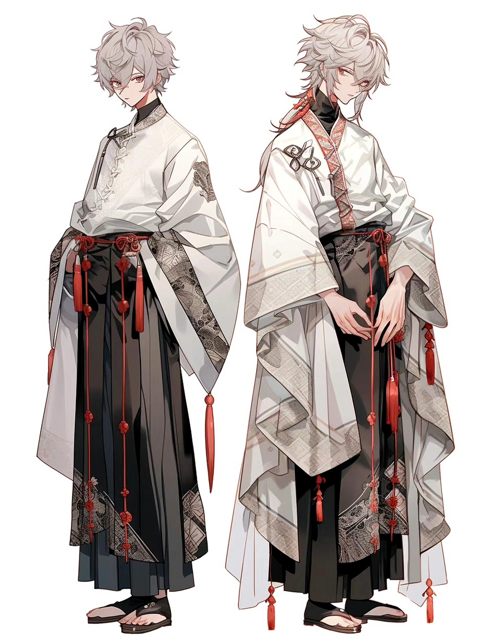 ai生成的一组动漫角色插画,展现了衣着华丽的帅气男主角们