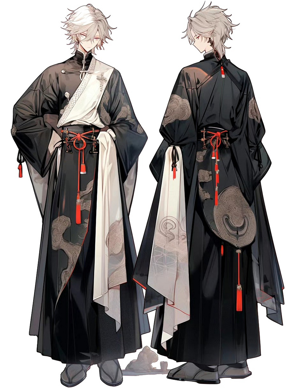 ai生成的一组动漫角色插画,展现了衣着华丽的帅气男主角们