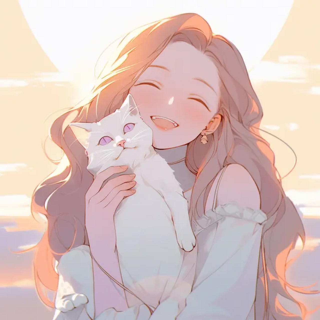 少女与她的猫 少女浅笑,猫咪轻眠,难道这样的壁纸能抚慰你的心灵吗?