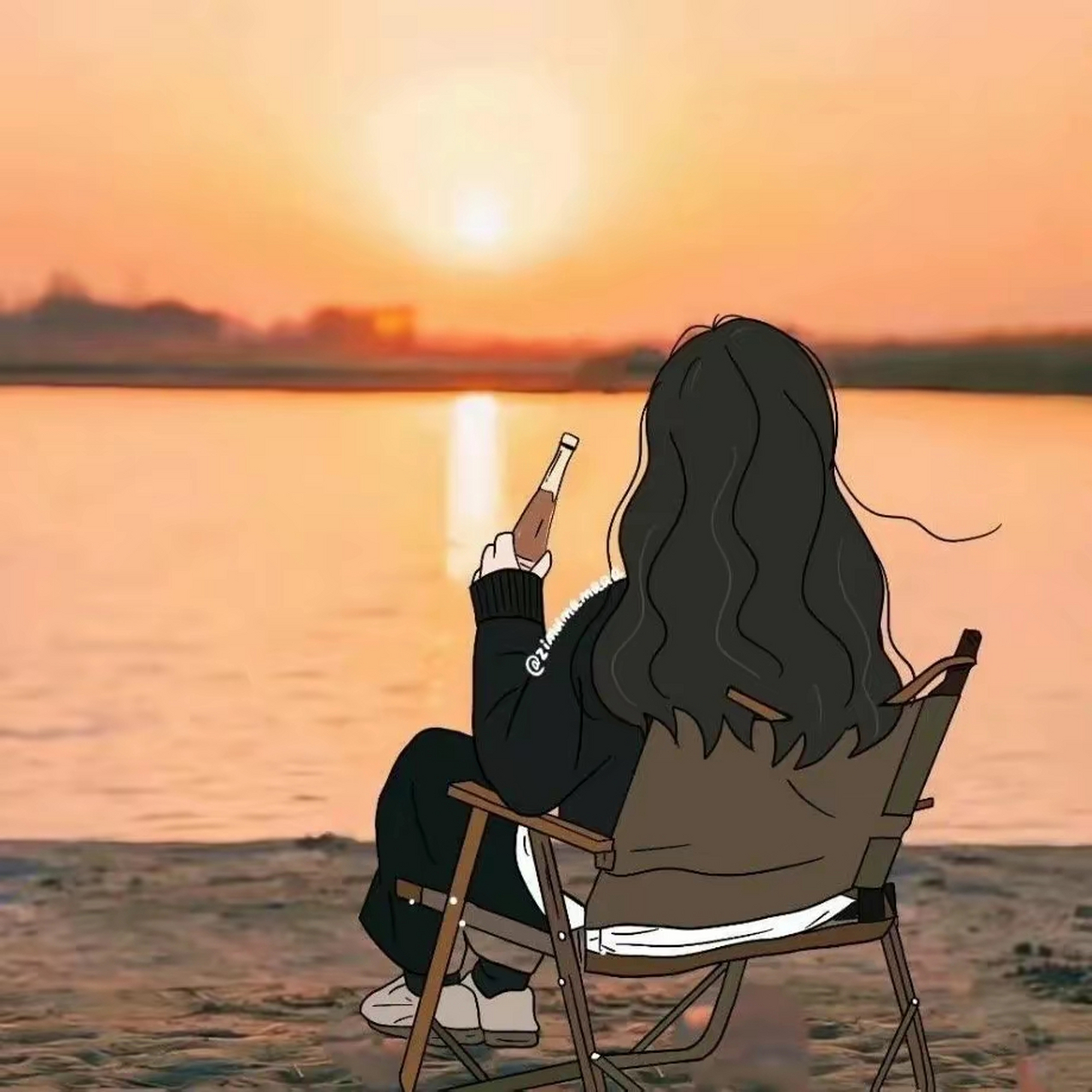 女生头像分享~日落的时候 ,城市与城市间点燃引线 ,有故事的人,心里就