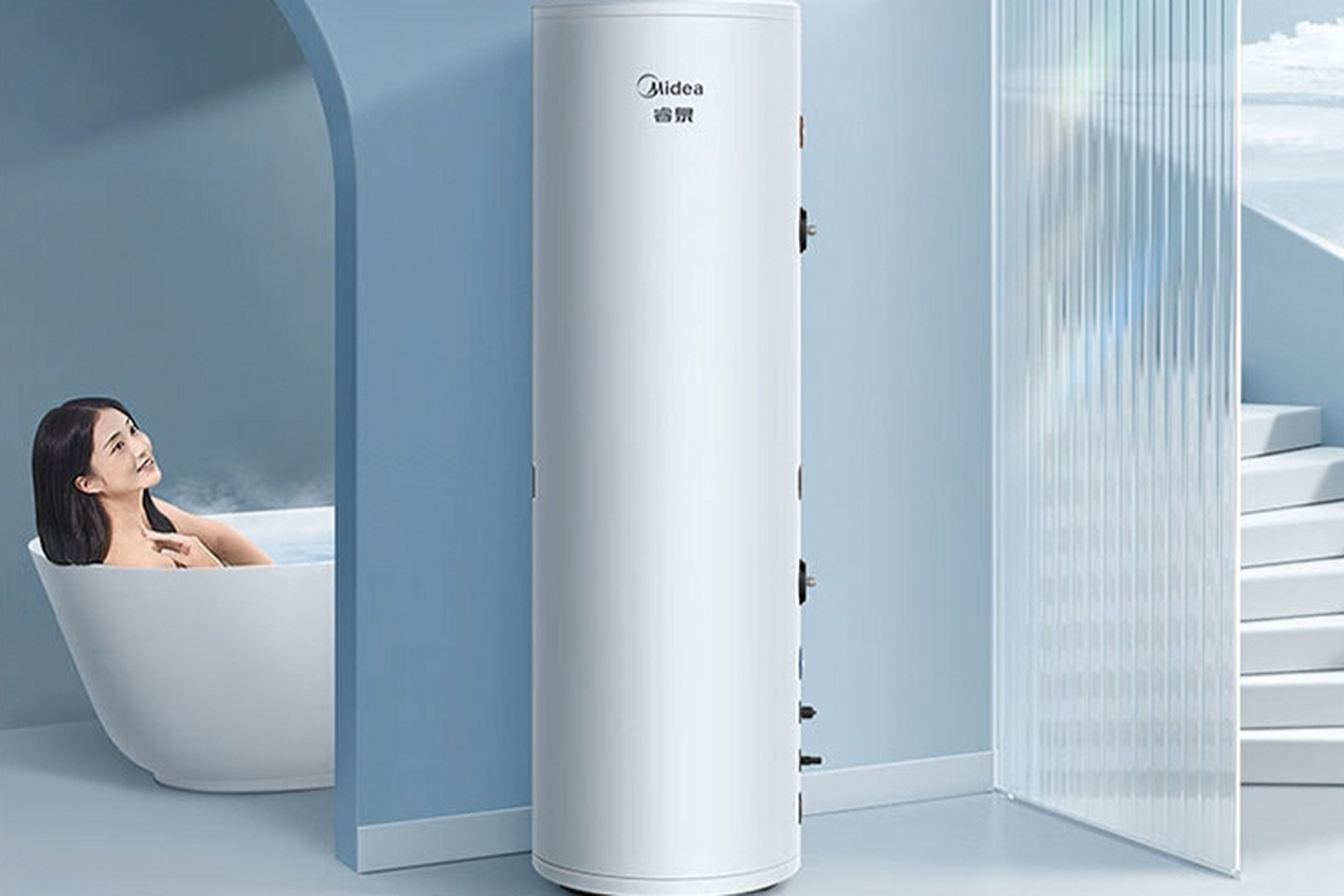 美的空气能热水器高效节能,环保,采用r32制冷剂和智能热泵技术,提供