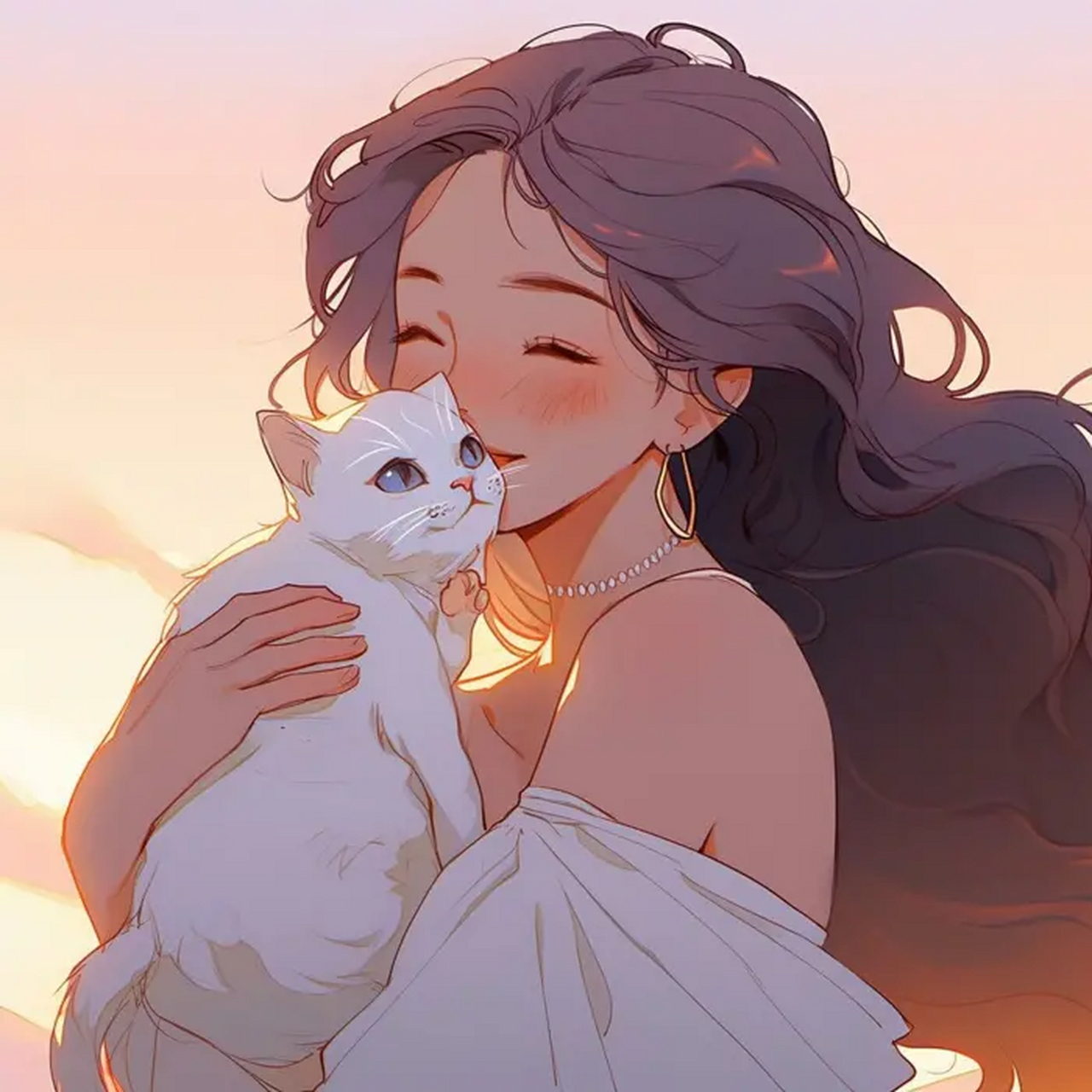 少女与她的猫 少女浅笑,猫咪轻眠,难道这样的壁纸能抚慰你的心灵吗?